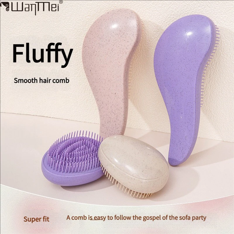 Wantei novo design materiais biodegradáveis pente de cabelo de palha de trigo molhado ou seco massageador do couro cabeludo escova de cabelo escova desembaraçadora pente de ovo