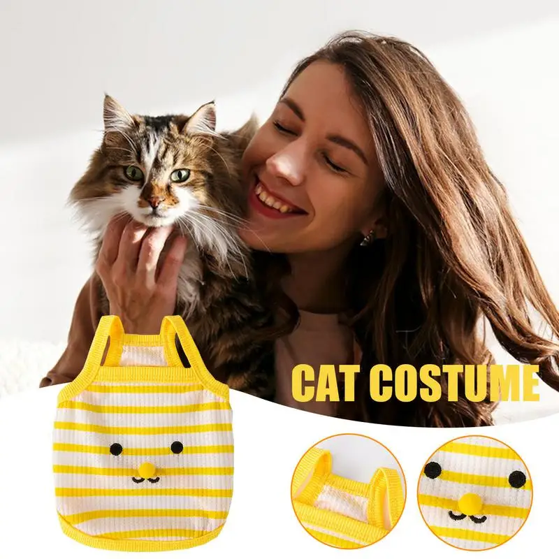 Striped Shirt For Cat Stripe Hairless Cat Shirts High Elastic Comfortable Cat Clothes For 3-11 Pounds Cat Daily Wear Birthdays