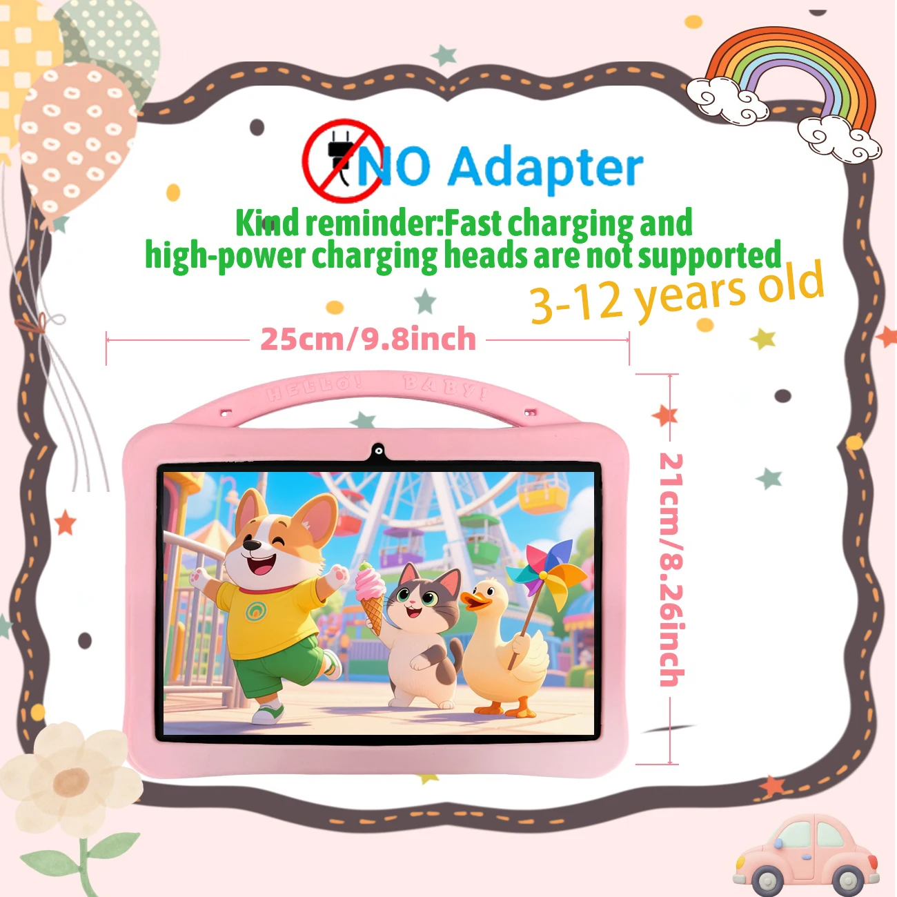 แท็บเล็ตสําหรับเด็ก 10.1 , Android, ความละเอียดสูง, กล้องคู่, รองรับการเชื่อมต่อไร้สาย, การควบคุมโดยผู้ปกครอง, หลายภาษา