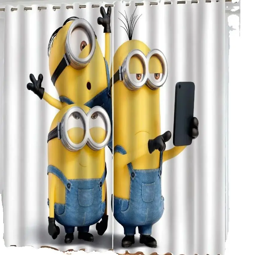 

Cartoon Minions 100% Polyester Printed Curtains for Living Room Bedroom High Blackout Curtains Home Living Room Decoration 2pcs