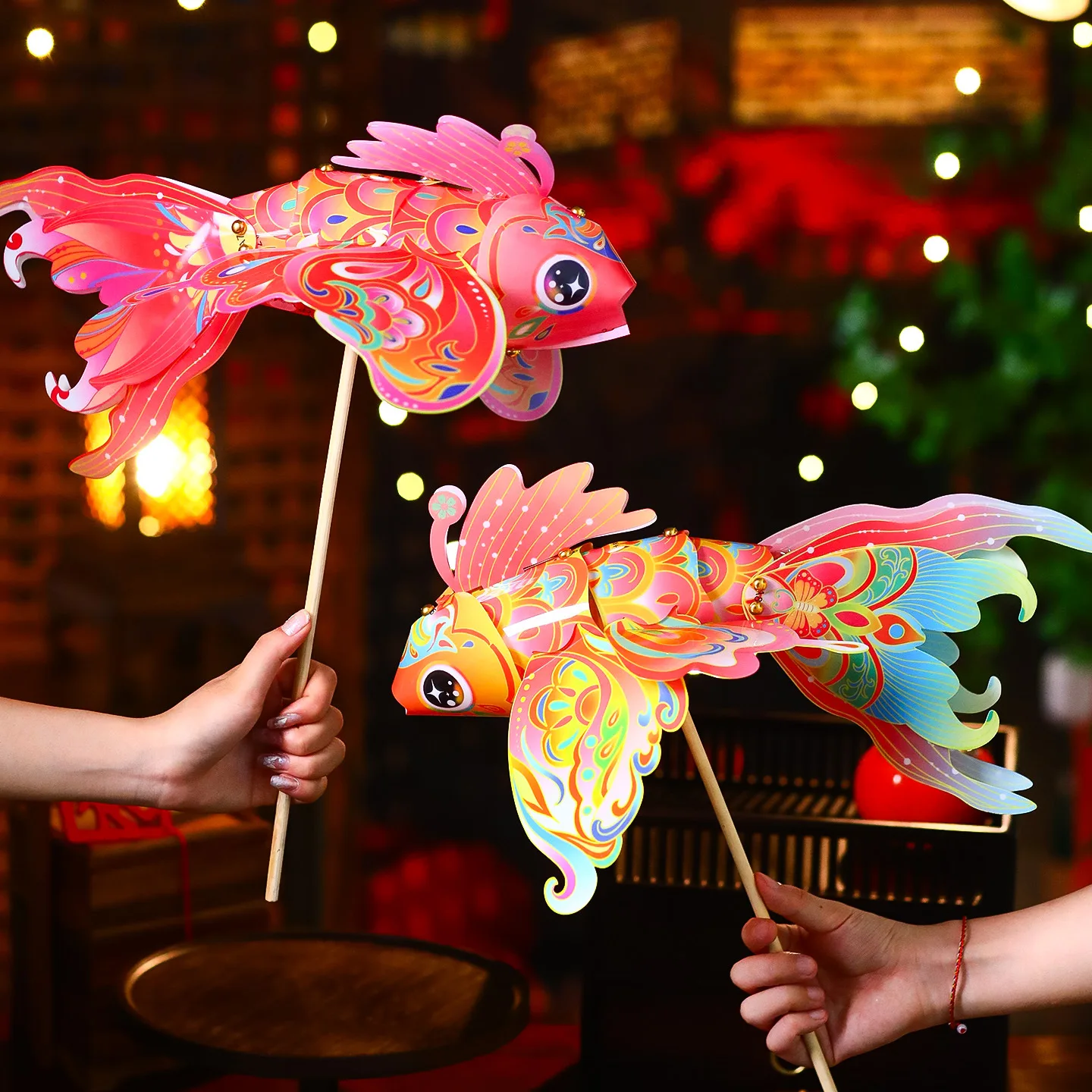 Handmade DIY Lantern Festival Materials Kit Glowing Golden Fish Flower Lantern Portable Light up Lanterns for Children