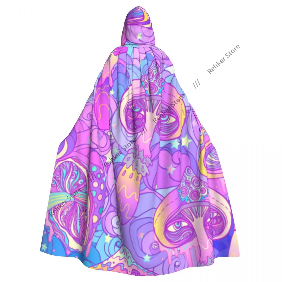 

Adult Vampire Cape Hooded Robe Psychedelic Mushrooms Halloween Cloak Full Length Cosplay