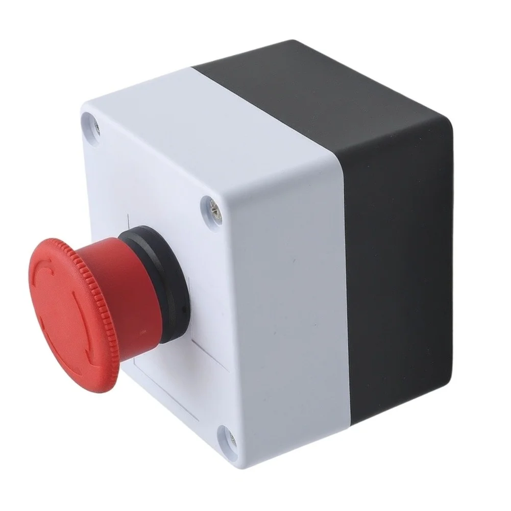 1PCS E-Stop Push Buttons Switches Station Red Mushroom Self Locking AC220V 10A For Button Engineering Plastic 1PCS