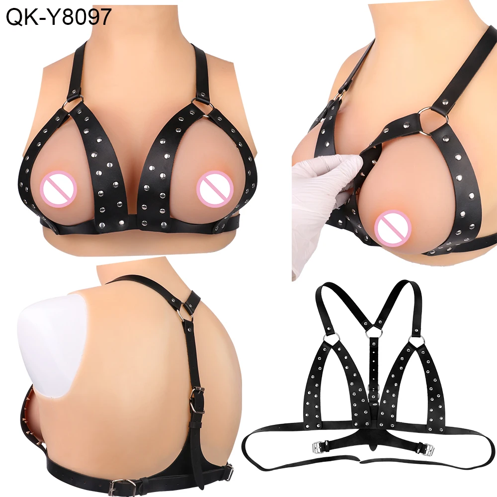 QKKQ Breast Cover Adjustable Leather Bra With Sharp Nail Prick Chest Bondage BDSM Sex Toys For Women Men Foreplay Adults Toy