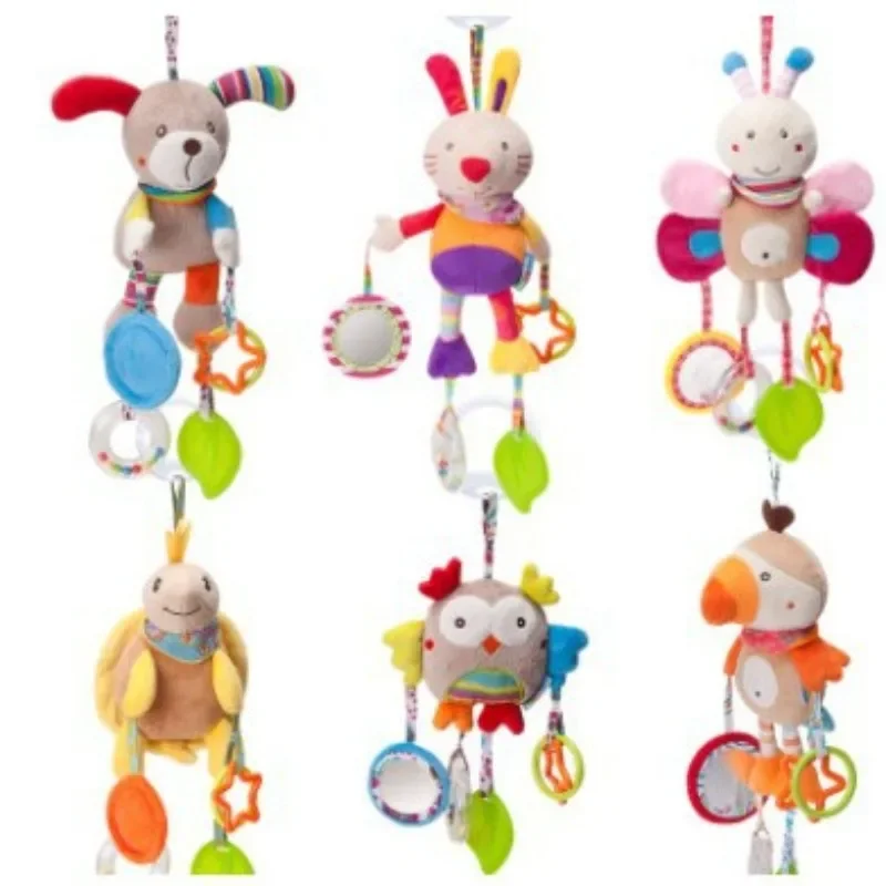 

Baby Soft Hanging Rattle Crinkle Squeaky Toy Animal Ring Plush Stroller Infant Car Bed Crib Hanging Wind Chime with Teether