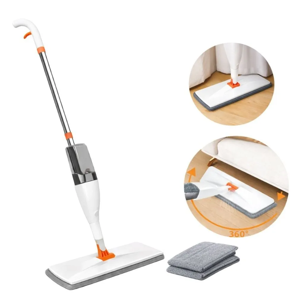 Microfiber Mop Floor Spray Mop Spray Function Wet Dry Use Floor Cleaning Mop Reusable Pads Rotating Base Floor Mop