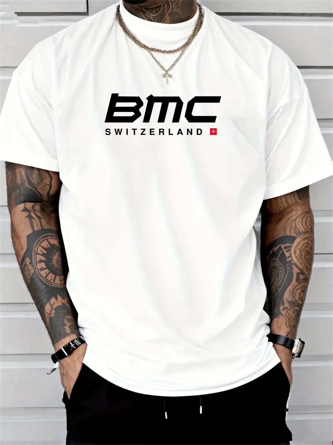 BMC الرجال الصيف جولة الرقبة تنفس تي شيرت قصيرة الأكمام أزياء في الهواء الطلق عارضة التجفيف السريع الملابس تشغيل الملابس الرياضية #6