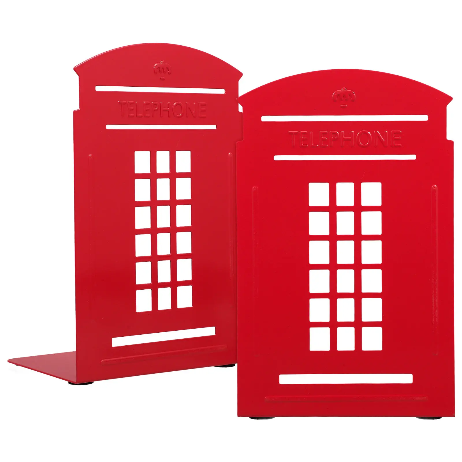 2Pcs Iron Book Holders Vintage Telephone Booth Bookends British Style Decorative Shelves Stand Book Shelf Decor