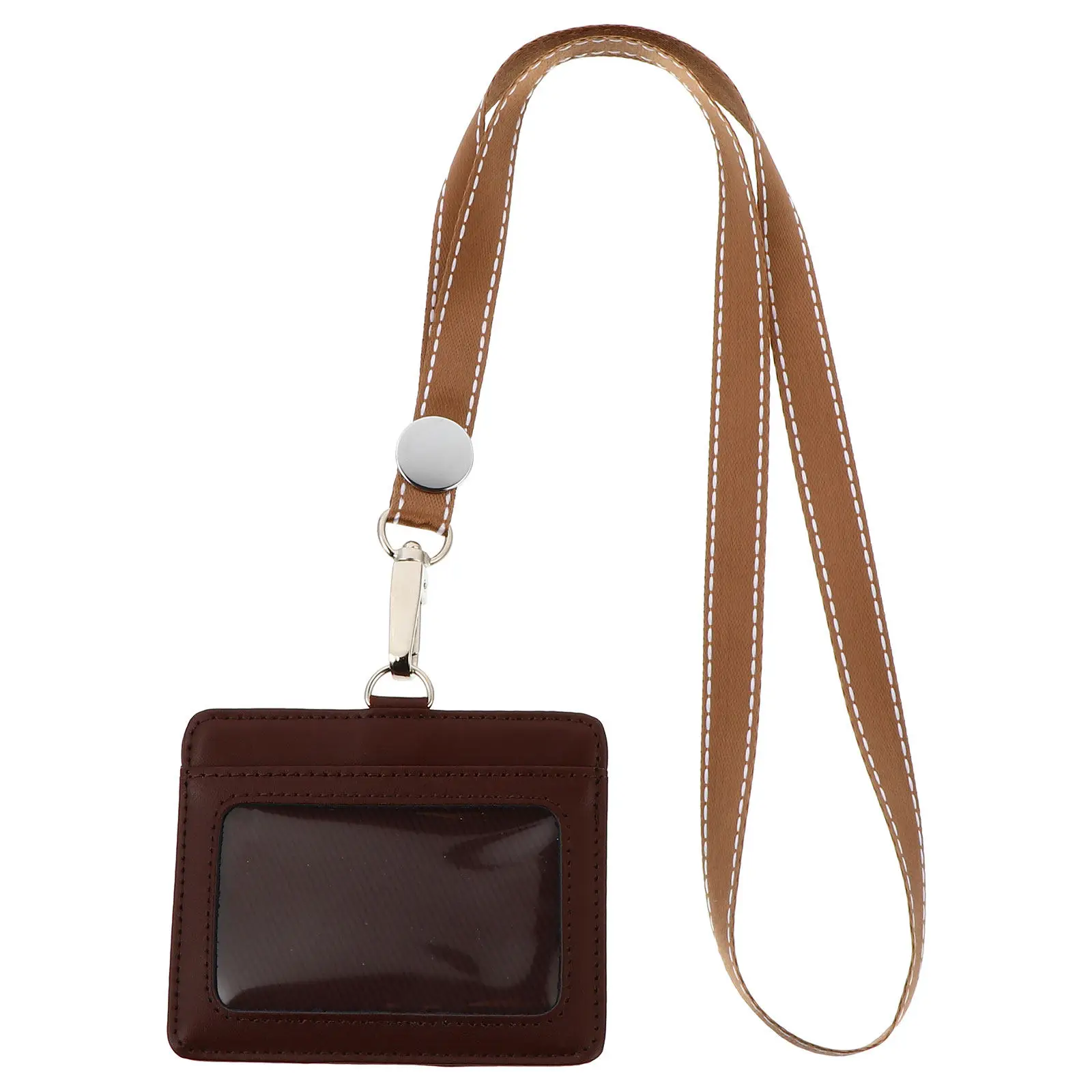 1Pcs Badge Holder Zinc Alloy Hanging Buckle Business Card Sleeve Id Card Holder Double Slot Employee Badge Protector