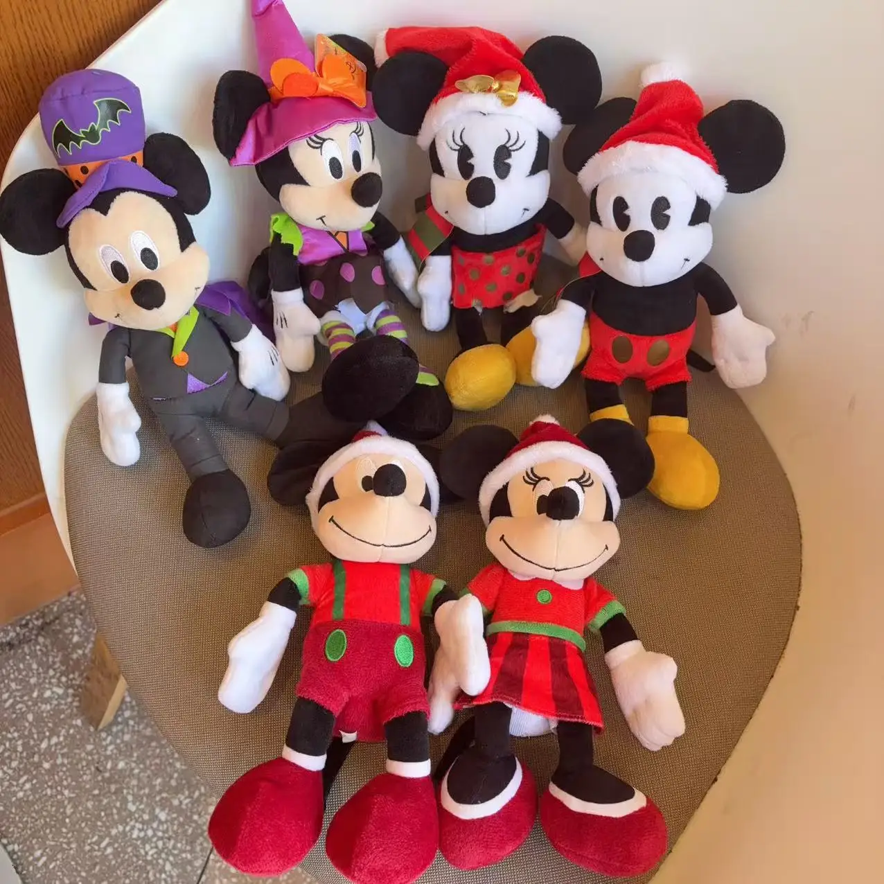 Christmas Minnie and Mickey Plush Dolls Stuffed Animals Plush Toy Gifts for Children Xmas Halloween Decoration Dolls