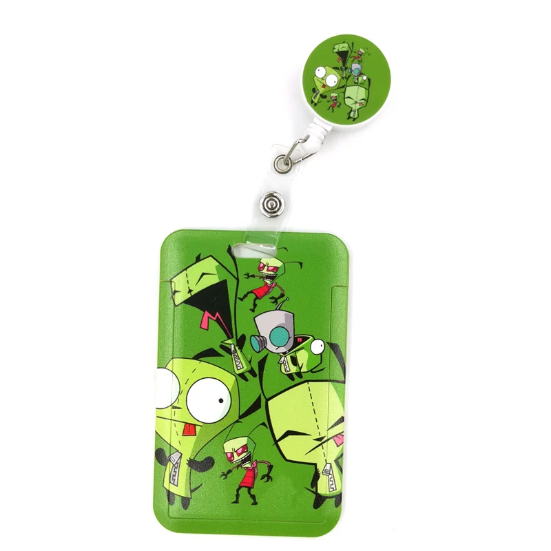 Invader Zim Cute Credit Card Cover Lanyard Bags Retractable Badge Reel Student Nurse Exhibition Enfermera Name Clips Card ID