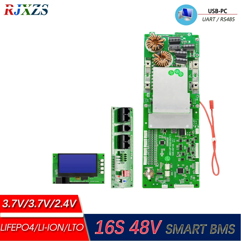 

XiaoXiang BMS 16S 100A 200A NMC/LFP Smart Board For 16 Cells 18650 Battery For Inverter Ipplication, w/RS485, w/CAN