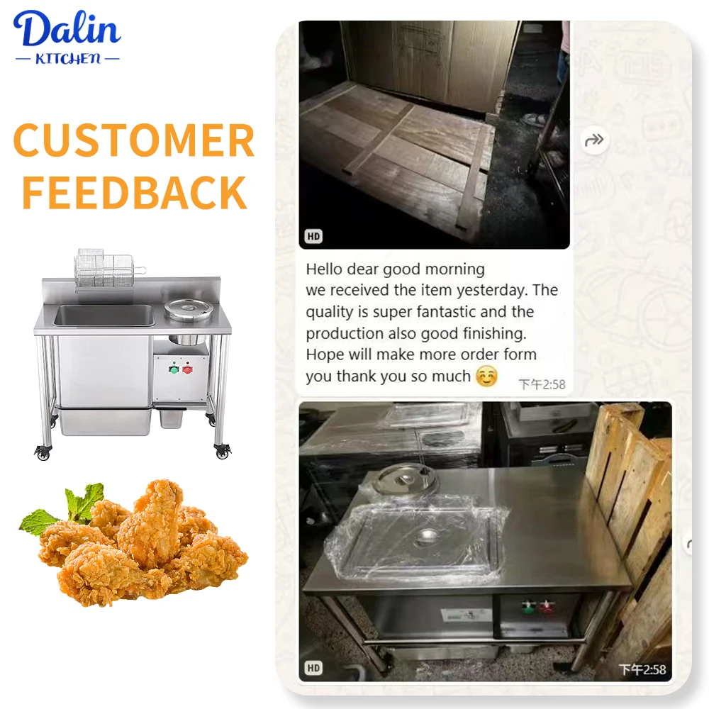 

Commercial Fried Food Prep Table Catering Workbench Electric Breading Table 430 Stainless Steel Kitchen Work Station