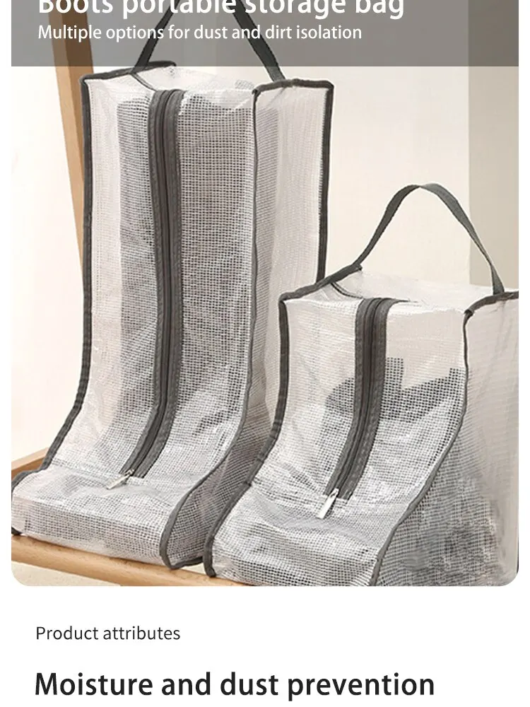 Schuhe Staubschutz Mesh Transparente Schuh- und Stiefel-Aufbewahrungstasche mit Reißverschluss Tragbarer Reise-Staub-Organizer Schutztasche – Detail 2