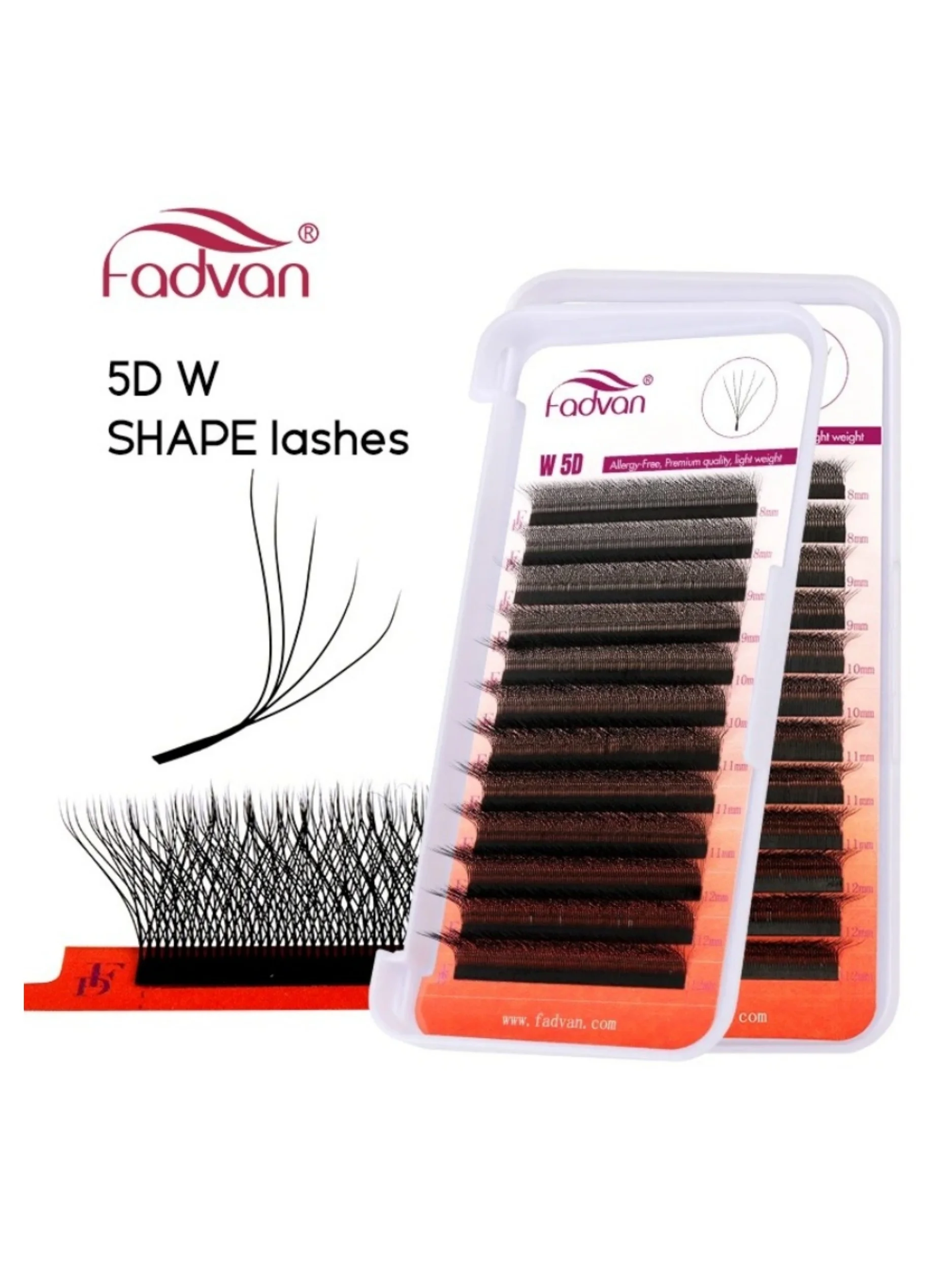 FADVAN M/L/L +/C/D Curl 3D/4D/5D W forme Extensions de cils imperméable Curling Volume naturel cils doux noir faux cils