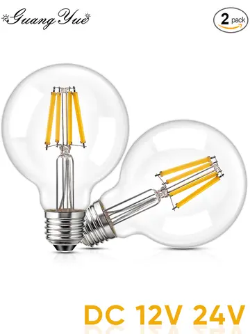 G80 E27 Led Bulbs 6W Low Voltage Bulb 12V 24V LED Filament Bulbs for RV Camper Marine Battery Power System Off Grid Solar Light