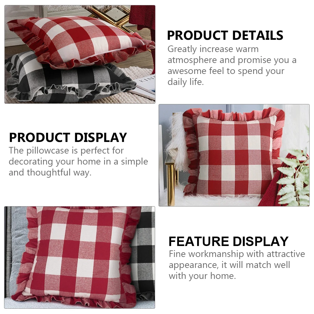 

Pillow Case Household Checkered Pillowcase Chic Protector Throw Covers for Couch Plaid