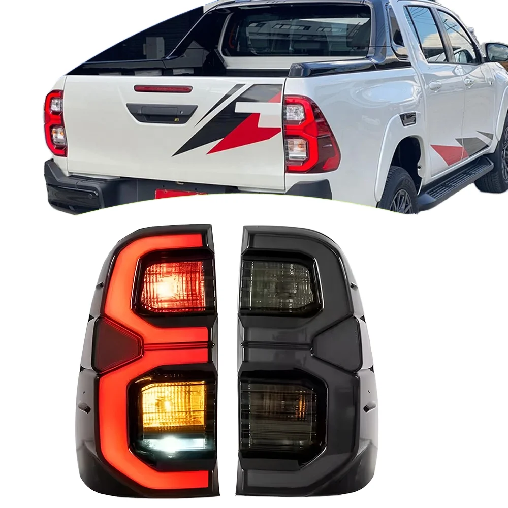 New 2022 Hilux Smoke Black Version Modified LED Rear Lamp for 2016+ Hilux Revo Vehicles