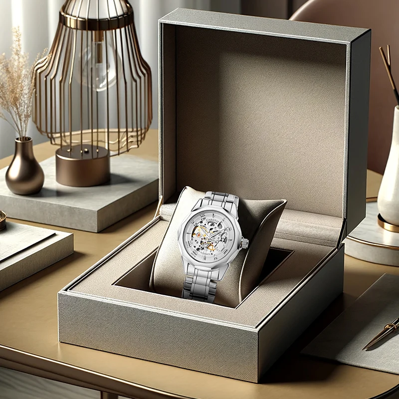 

Мужские серебряные повседневные автоматические механические часы из нержавеющей стали