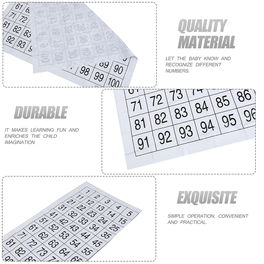 

2 Sheets Digital Siding Chart 1-100 Numbers Wall Poster Learning Charts for Sticker Plastic Film Preschool