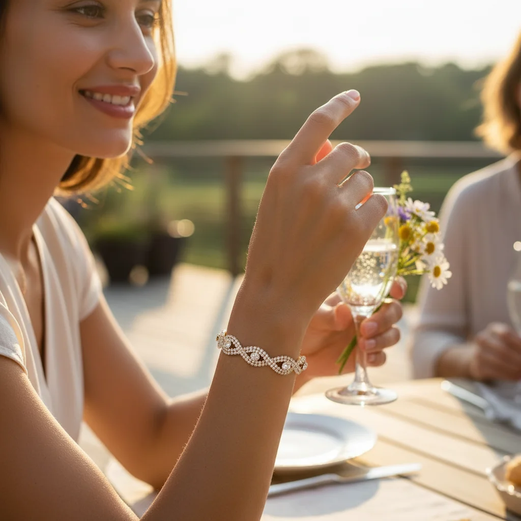 Rhombus Crystal Bracelet For Women Alloy Material Comfortable Wear Elegant Design