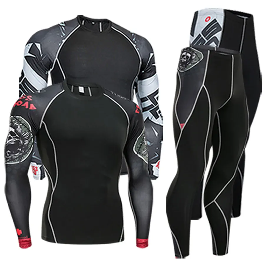 

Men's Compression T-Shirt And Leggings Rashguard K Set Autumn Season 7/8 Sleeve Length Other Brand Fitness Clothing