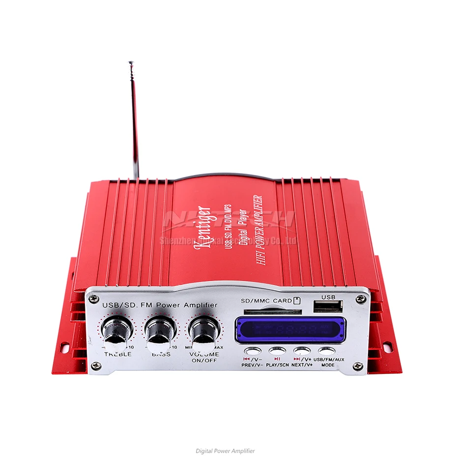 Digital Player Kentiger Car Hi-Fi Power Amplifier 4-CH RMS 20W Stereo Audio DVD MP3 USB SD MMC Card FM Radio BASS Amplifiers