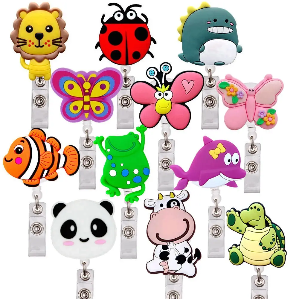 Hospital Medicine Nurse Doctor Retractable Cartoon Butterfly Animals Badge Reel Clips Keychains Brooch Students Name Card Holder