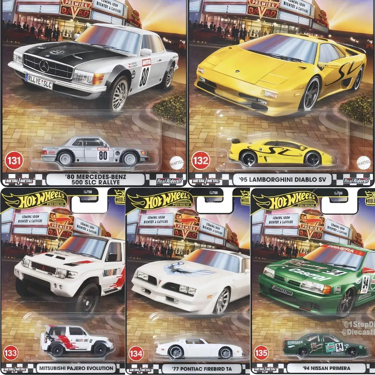 

Hot Wheels Cars BOULEVARD 80 Benz 500 SLC Rallye 95 Lamborghini Diablo SV 1/64 Металлическая литая под давлением модель Коллекция игрушечных транспортных средств GJT68