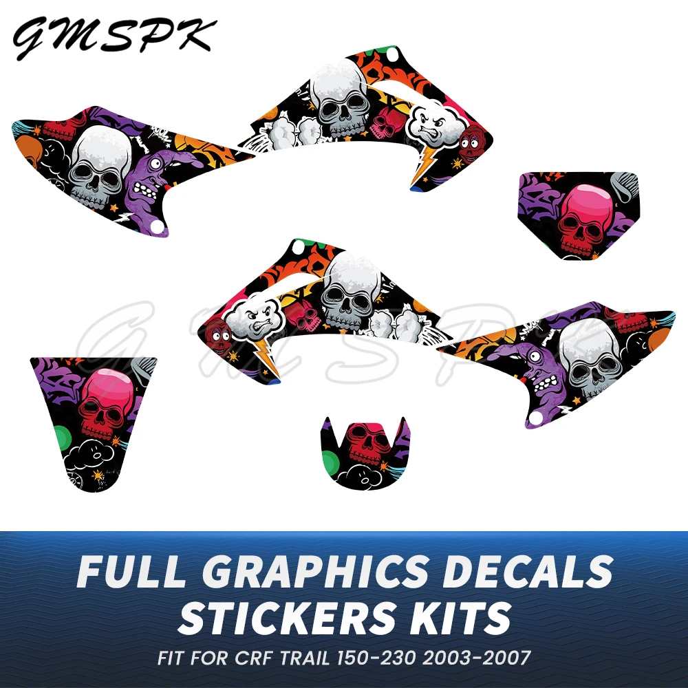 

Наклейки на мотоцикл, графический фон, наклейка, декоративные наклейки, комплект, подходит для Honda CRF150F CRF230F CRF Trail 150 230 2003-2007