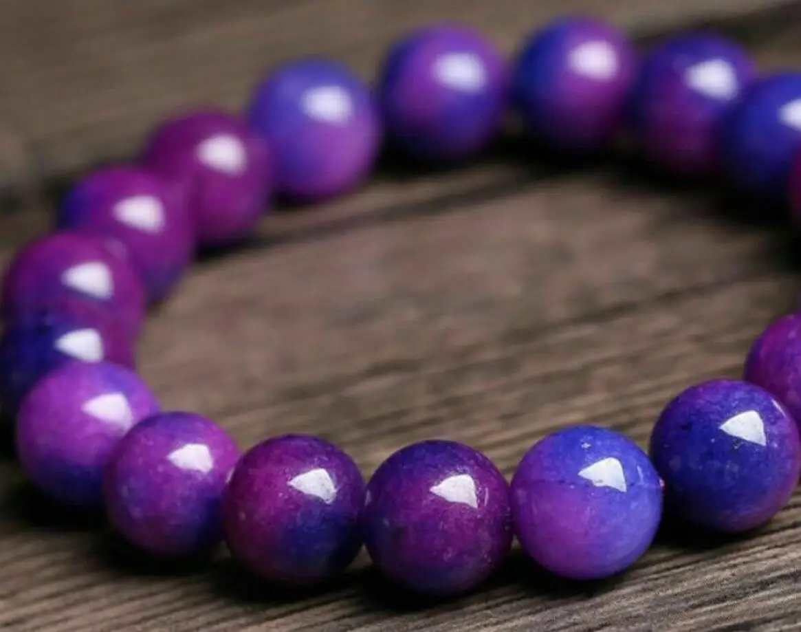 

6 / 8 / 10 / 12 / 14mm natural purple Sudian South African Round Bead Bracelet 7.5“
