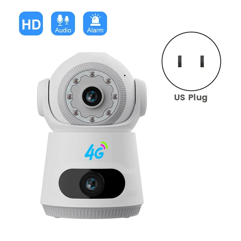 4MP Camera Monitoring 4G SIM Card Two-Way Voice Intercom Automatic Body Tracking Full Color Night Vision Camera US Plug-A51M