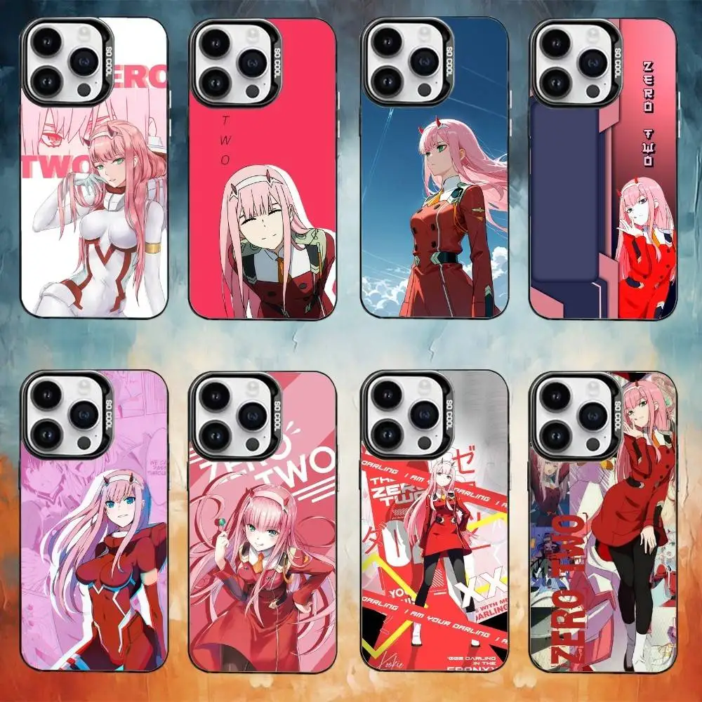 حافظة هاتف D-DARLING in the FRANXX 02 لهاتف iPhone 17,16,15,14,13,12,11 Plus، Pro Max، XS، حافظة هاتف فضية ملونة