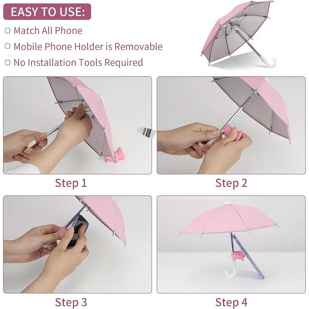 Mini-Regenschirm für Smartphones mit Saugnapfhalter, blendfreier Sonnenschutz für den Außenbereich, entspiegelter Displayschutz – Detail 10