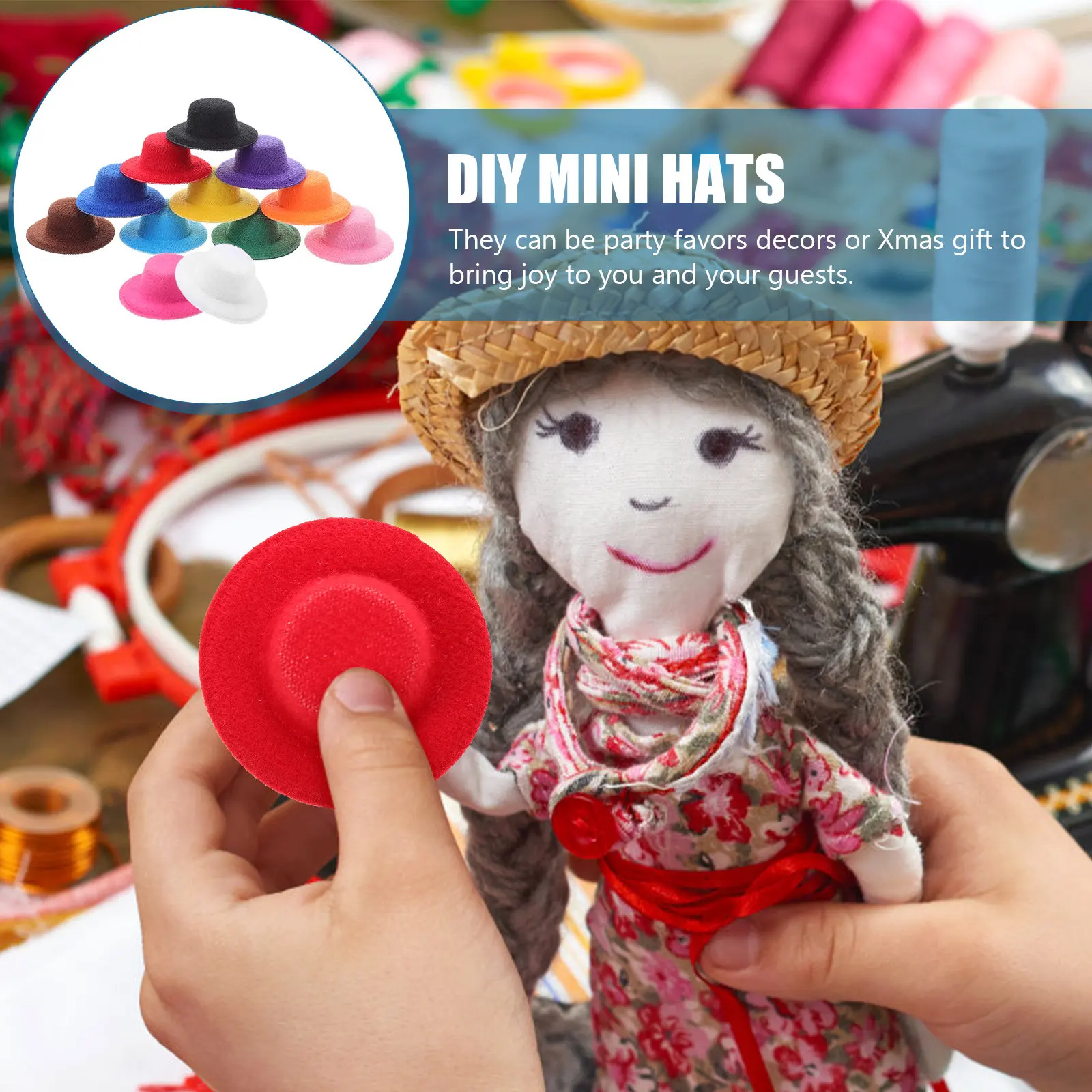 12Pcs Mini Hats for Crafts Vivid Bright Colors Exquisite Mini House Decorations Lovely Tiny Hat Ornaments Lovely Tiny Hats