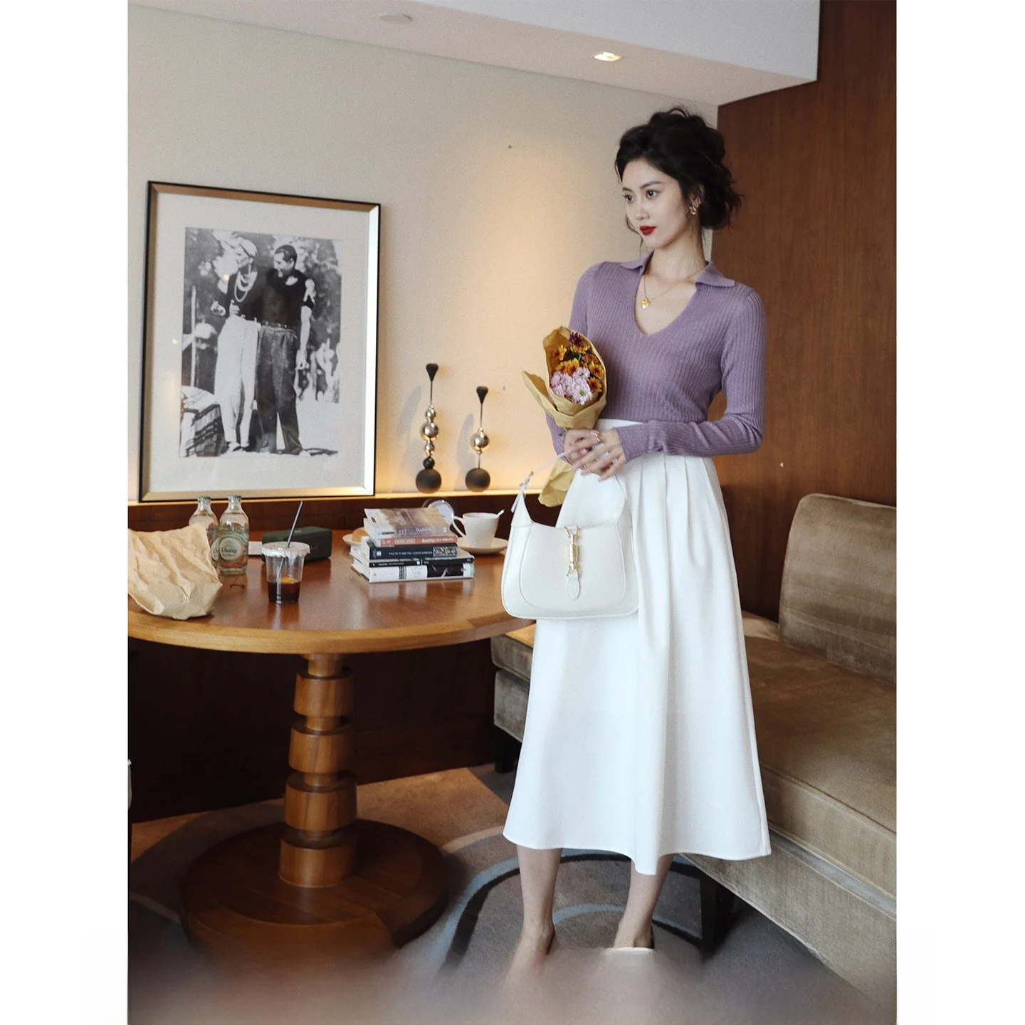 

Юбка-солнце с высокой талией TAIYANG из полиэстера, осенняя коллекция, модная, универсальная, средней длины, женская