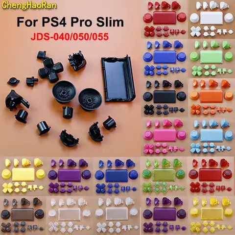 Thumbstick Dpad R1 L1 R2 L2 버튼 터치 패드 ABXY 키 조이스틱 캡 PS4 Pro Slim JDS 040 050 055 컨트롤러 용 풀 세트 버튼