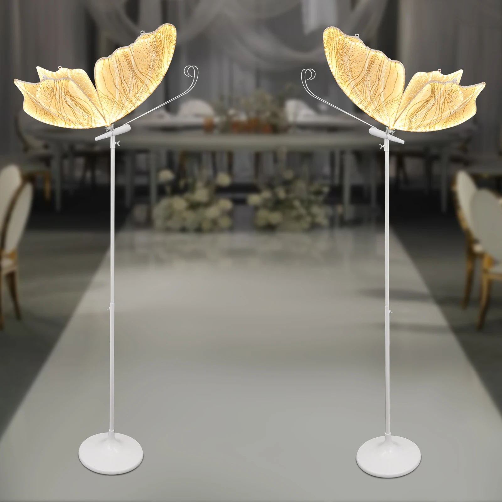 

2pcs 110V Creative Butterfly LED Floor Lamp Butterfly Hanging Light Romantic Hanging Wedding Decoration Props Gold