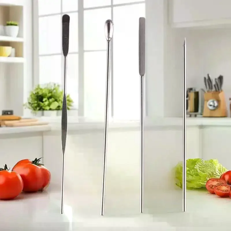 4 pçs ferramenta de haste de agitação da arte do prego pó de aço inoxidável líquido gel polonês colher espátula fundação ferramenta de mistura