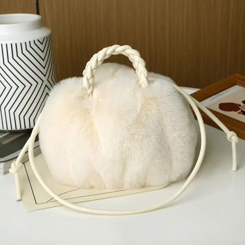 

2024 New Pumpkin Cloud Style, Trendy Pleated Handbag, Cute Plush Crossbody Bag