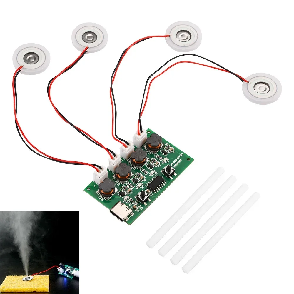 

Four spray humidifier USB Mini Humidifier DIY Kits Mist Maker and Driver Circuit Board Fogger Atomization Film Atomizer Sheet