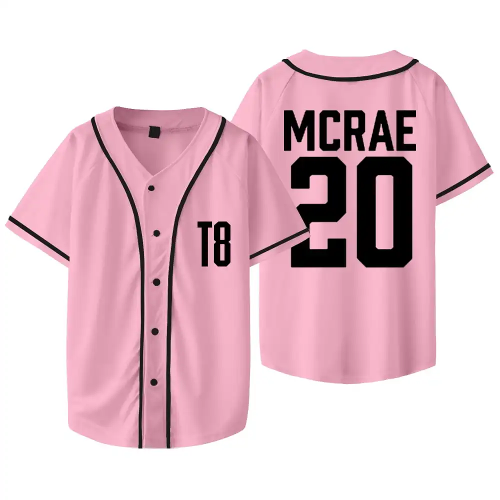 

Tate McRae T8 Merch Think Later Tour 2024 Baseball Jersey Shirts V-Neck Short Sleeve Streetwear Women Men Fashion Tops