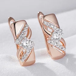 Wbmqda Luxury Wedding Earrings For Women 585 Rose Gold Silver Color Mix Fashion Creative Zircon Jewelry Accessories