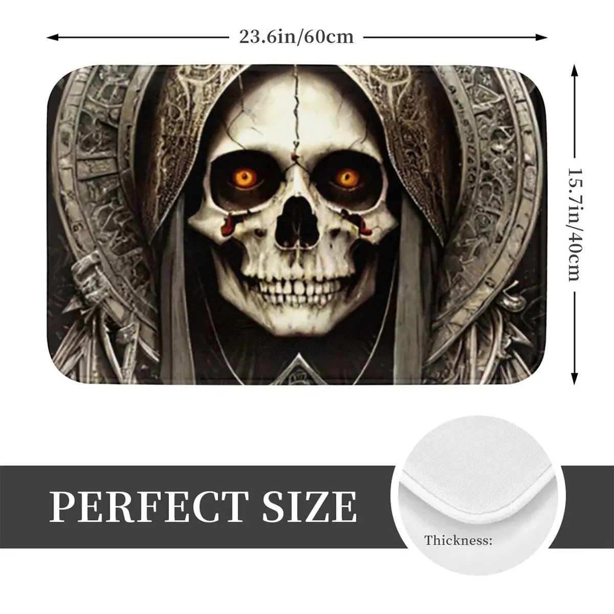 Santa Muerte Saint Death Goth Mexican Muertos Skull Non-slip Doormat Floor Mat Absorbent Mat Carpet Rug forKitchen Entrance Home