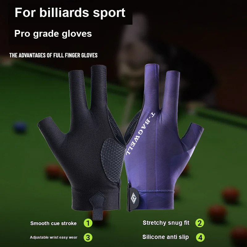 Fingerless Billiards Gloves Ice Silk Breathable Anti-slip Wear-resistant High Elastic for Men Snooker Game Billiards Fishing