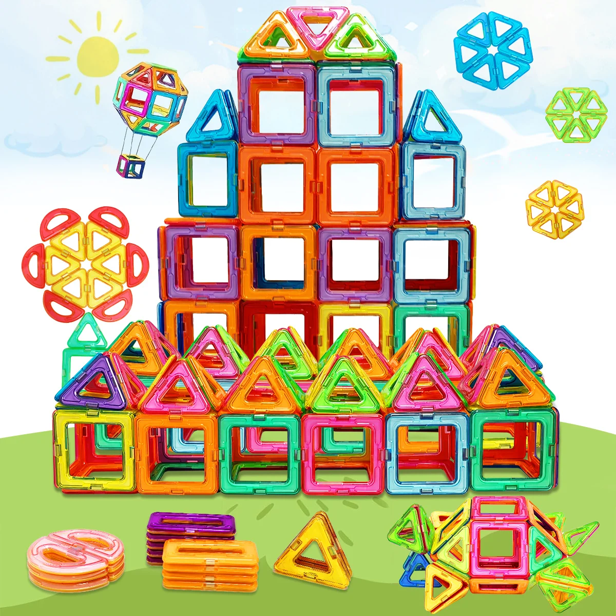 Magnetisches Blockspielzeug, mittelgroßes Spielzeugbauset, geeignet zum Lernen und Bildung von Kindern, Geburtstag, Halloween, Weihnachtsgeschenk