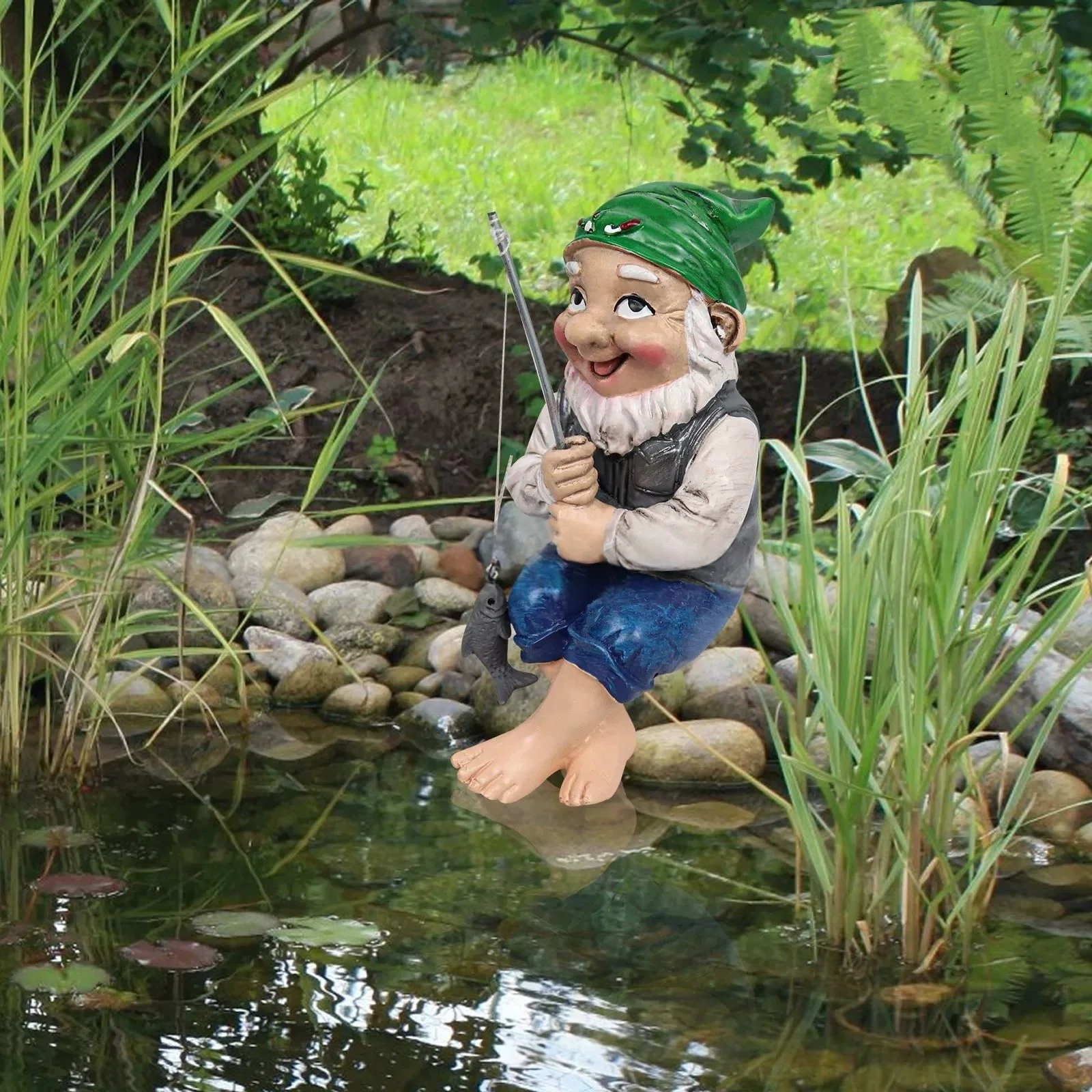 

New Mini Gnome Fisherman Resin Statue Outdoor Ornament Funny Lawn Fairy Garden Cute Living Room Decoration Accessories