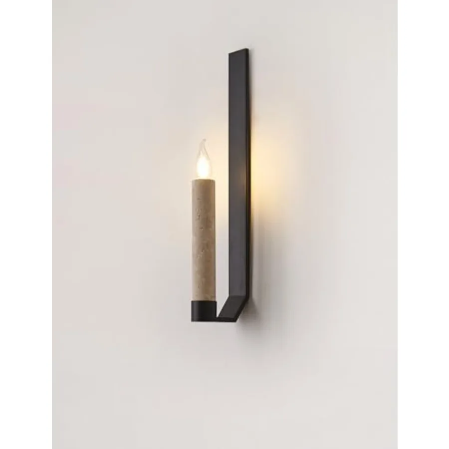 

21.6-inch Modern Linear Wall Sconce Alabaster Natural Marble Light Fixture Art Deco Black Minimalist LED Wall Lighting for Livi