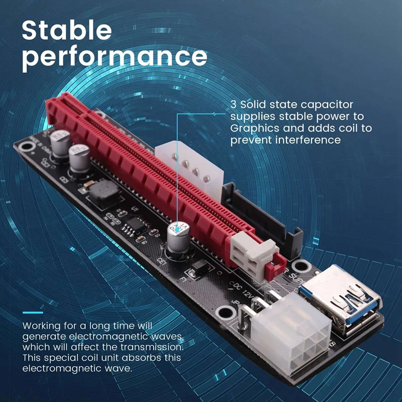 6 قطعة PCI-E GPU الناهض كابل سريع 16X إلى 1X مع LED الرسومات تمديد Ethereum ETH التعدين بالطاقة الناهض بطاقة محول