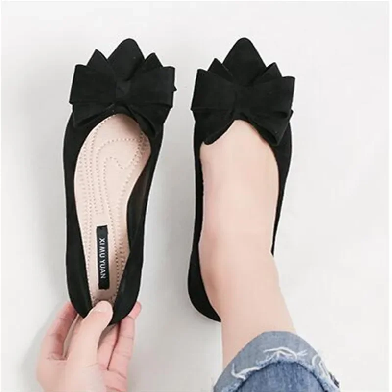 Women's Pointed Toe Flats Bow Large Size Women Shoes Women Comfort Loafers Shoes Fashion Simple Mary Jane Shoes